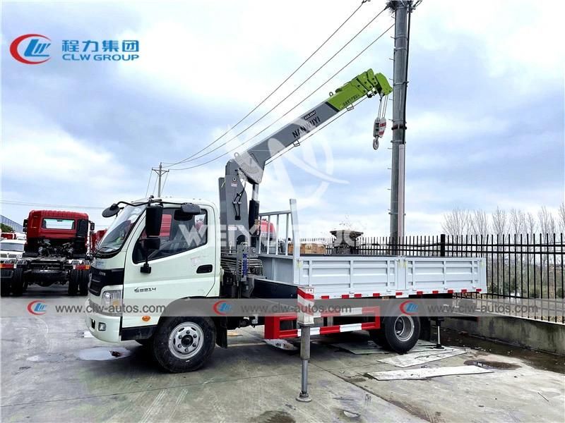 Foton Hydraulic Telescopic Boom Crane Truck Mounted 5tons Crane Cargo Truck with 4 Stages Crane