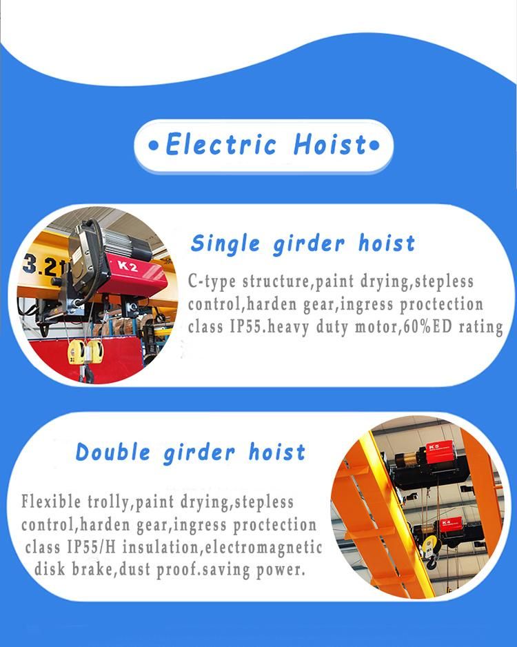 Large Capacity Single Girder Overhead Crane Electric Hoist with Remote Control