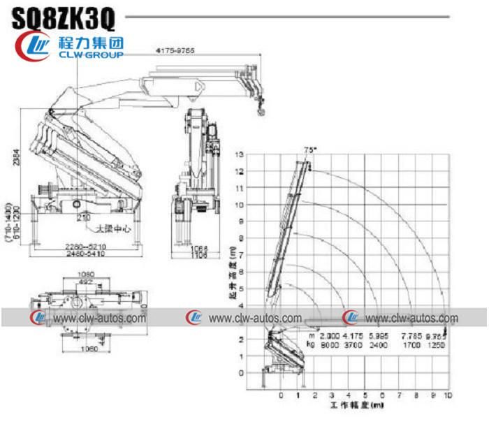 Sinotruk HOWO 6*4 Truck Mounted with 6.3t Knuckle Boom Crane 7t 8tons Folded Arm Crane Truck