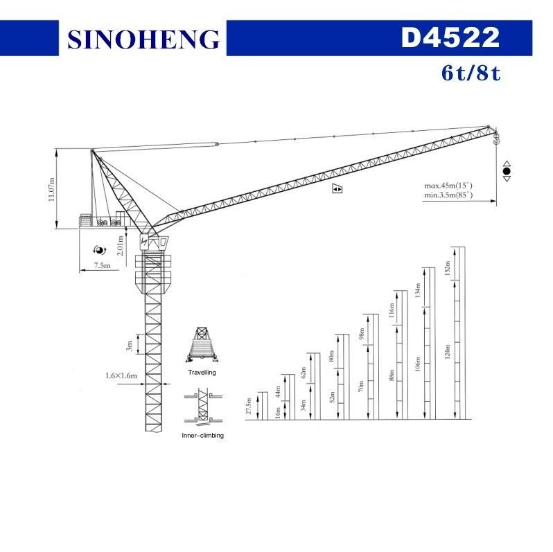 6t/8t Luffing Tower Crane with Site Good Price