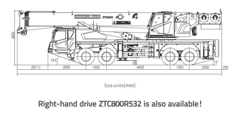 Zoomlion 80tons Truck Crane Ztc800V532