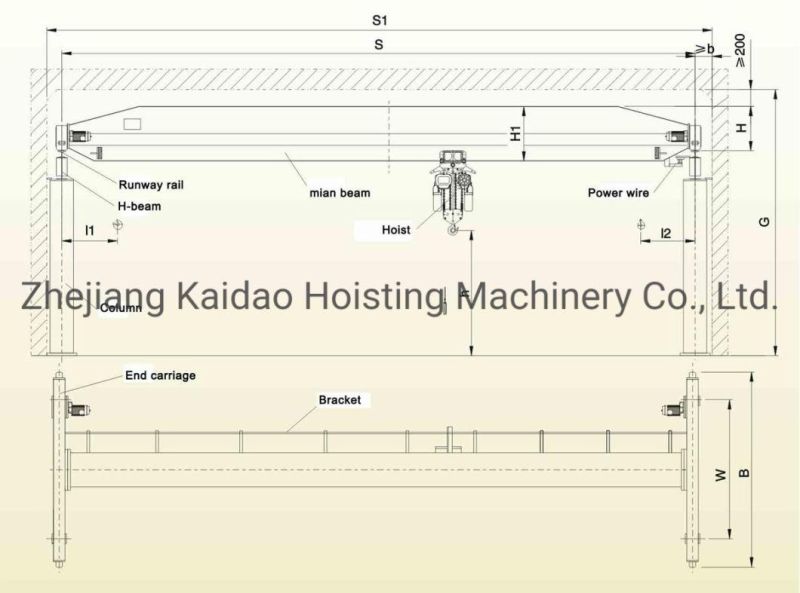 Elk Supply Electric Hoist Liting Overhead Single Beam Bridge Crane