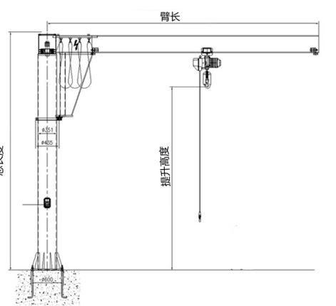 Portable Jib Crane Floor Mounted Electric Hoist Jib Crane