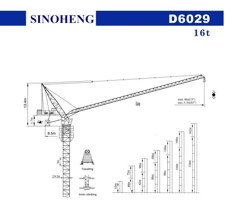 16t D6029 Type Luffing Tower Crane with Good Price
