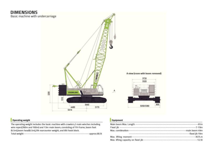 Zoomlion New Zcc100h 100 Ton Crawler Crane 100t Cranes