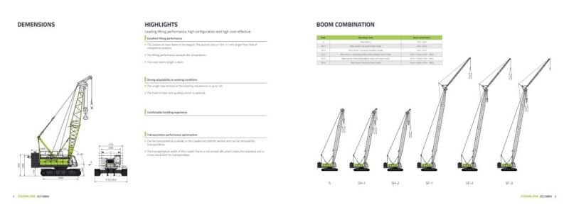 Zoomlion Zcc1000V New Product 100 T Crawler Crane with Lattice Boom