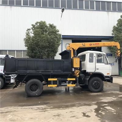 4X2 Dongfeng 170 HP 6.3 Tons to 8 Tons Straight Arm Crane Truck with Dump Tipper Bucket