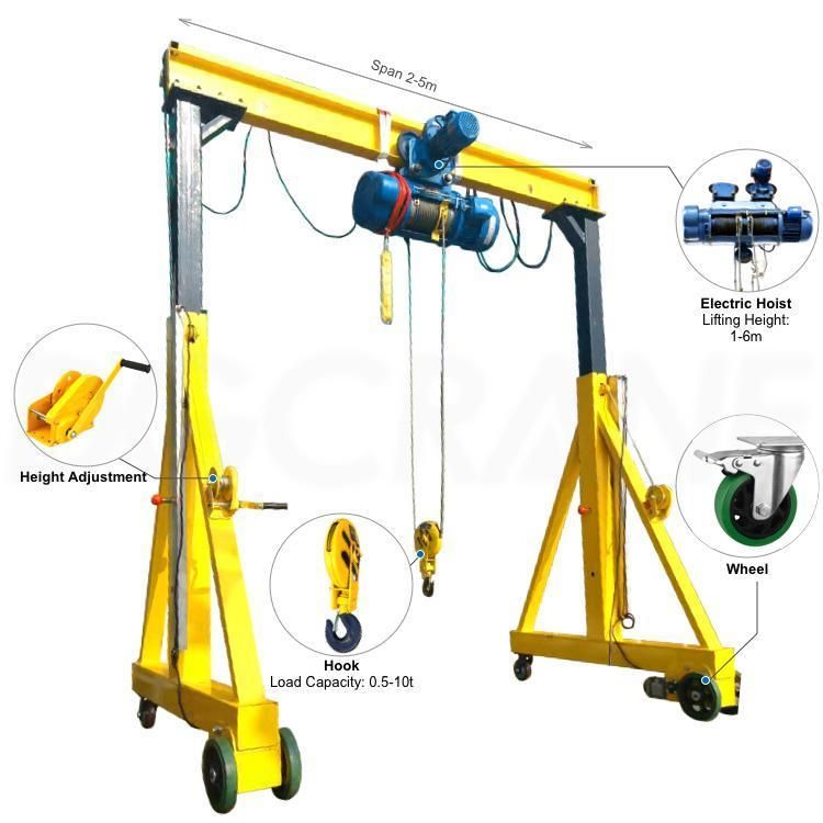 0.5 1 2 3 5 10 Ton High Quality Small Rackless Gantry Crane with Best Price