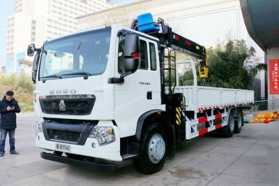 HOWO 6X4 8X4 Mounted Crane 10tons 12tons Telescopic Boom Crane Machinery Transport Truck with Hydraulic Rear Ladder Bring Rig Grab Hook