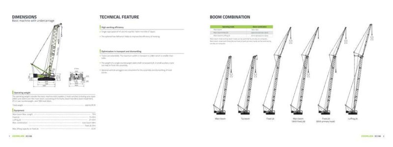 Zoomlion Zcc100 New Product 10 T Crawler Crane with Lattice Boom