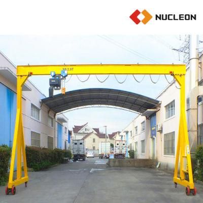 Lightweight Free Standing Caster Wheel Traveling Steel Portable Gantry Crane 3t for Construction Site