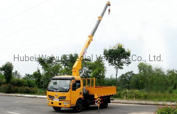 China Hot Sale Dongfeng 3t-5tons Straight Telescopic 3-Arms Boom Truck Mounted with Crane