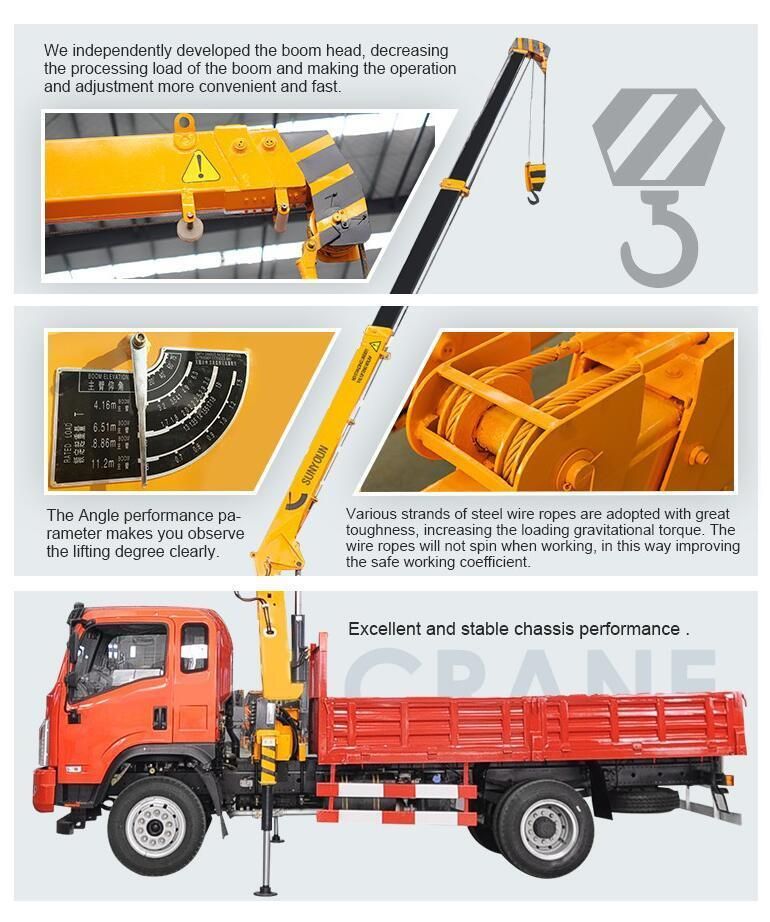 Japan Brand 4X2 6ton Folding Arm Truck Mounted Crane