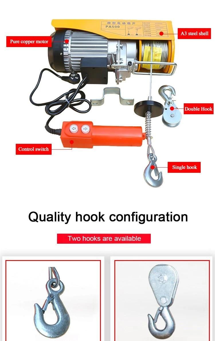 12m 30m Wire Rope PA800 Mini Electric Hoist