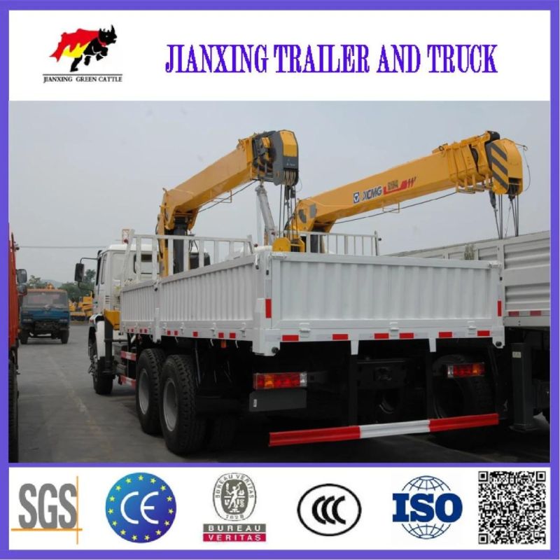 China Best Brand Official Mobile Self Loading Flatbed Truck with 10 20 Ton Knuckle Boom Crane