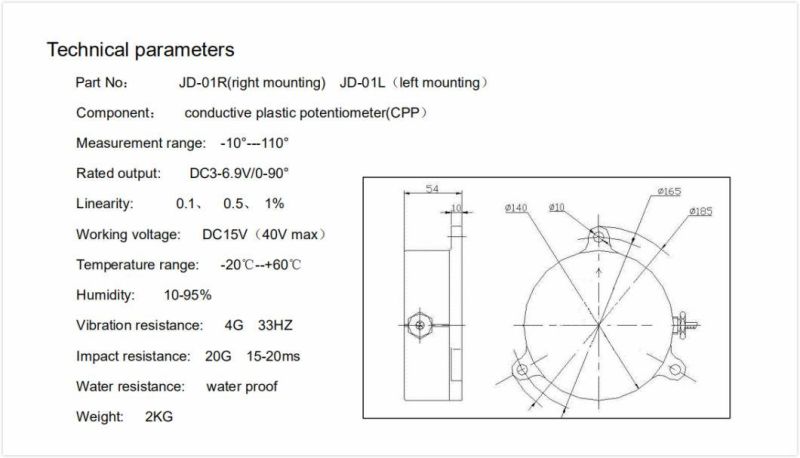 DC5V Angle Sensor for Crawler Crane Port Crane (JL-JD01R, JL-JD01L)