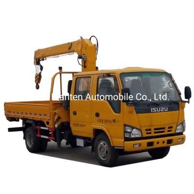 Isuzu 130HP Double Cabin 4X2 Euro 5 Straight Boom Crane 5ton Isuzu Truck Crane 4ton for Sale