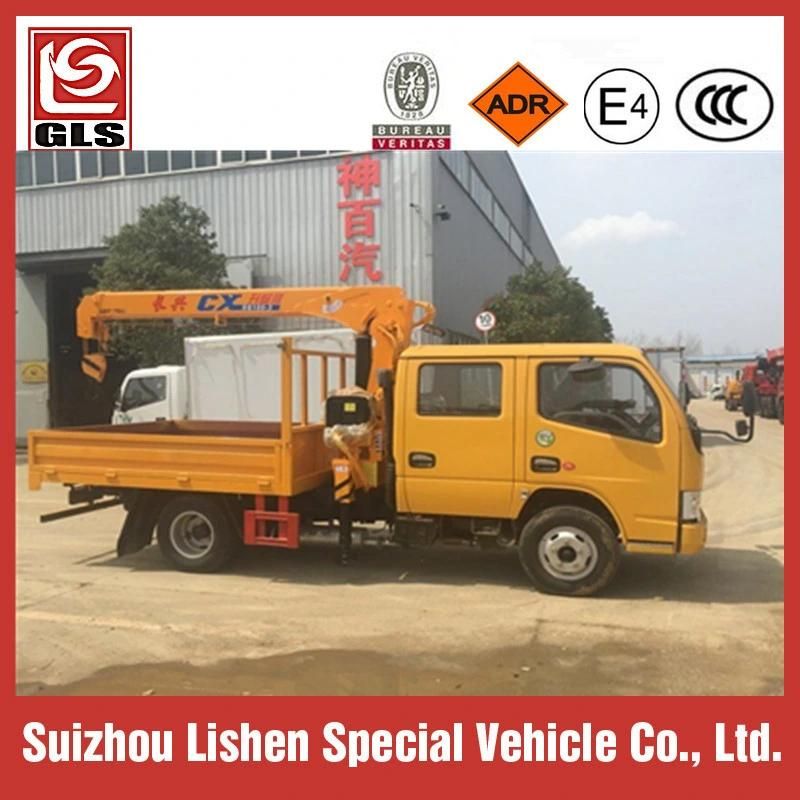 Dongfeng Double Cabin 3/4t Telescopic Crane Truck Mounted Crane