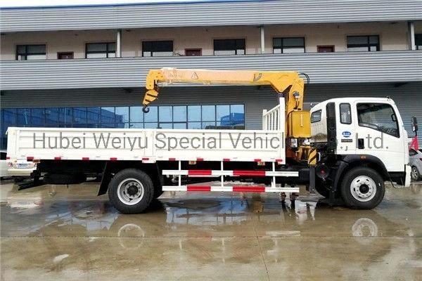China HOWO 4X2 Hydraulic Hoisting Truck Mounted Loading Crane Constructionlifting Machine with Good Price 5ton Truck with 4 Arms Knuckle Boom Crane
