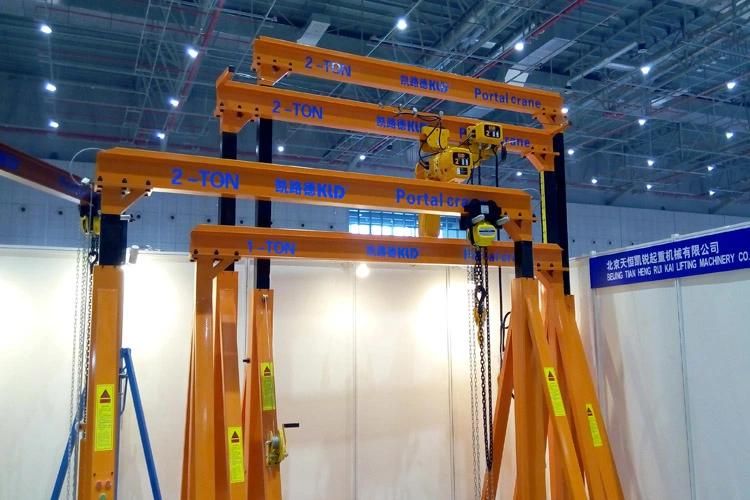 2t Small Light Manual Gantry Crane with Wheels, Mobile Gantry Crane