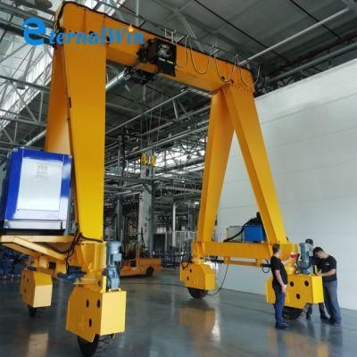 OEM ODM 5ton 10ton 20ton European Standard Remote Control Portable Mini Rubber Tyre Mobile Single Girder Gantry Crane with CE Certification