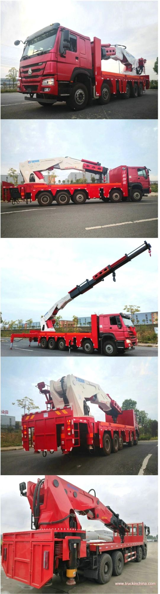 Semi-Knuckle Boom Truck 180ton Knuckle Crane Hoist 90 Tons at 4 Meters, 45 Tons at 8 Meters, 22 Tons at 13.2 Meters Sq3600zb6