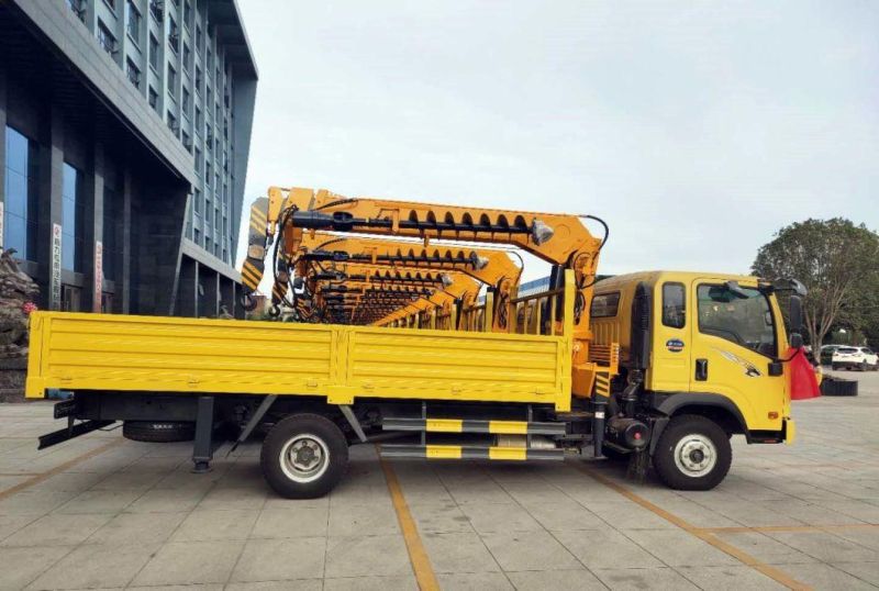 HOWO 4X2 Hydraulic Hoisting Truck Mounted Loading Crane Constructionlifting Machine With5ton Truck with 4 Arms Knuckle Boom Crane Optional Rig Drill Well