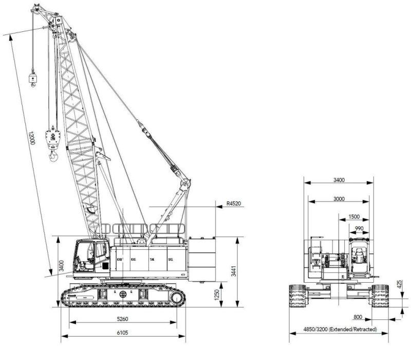 75000kgs Capacity Crawler Crane Scc750A-6 with Imported Japanese Engine