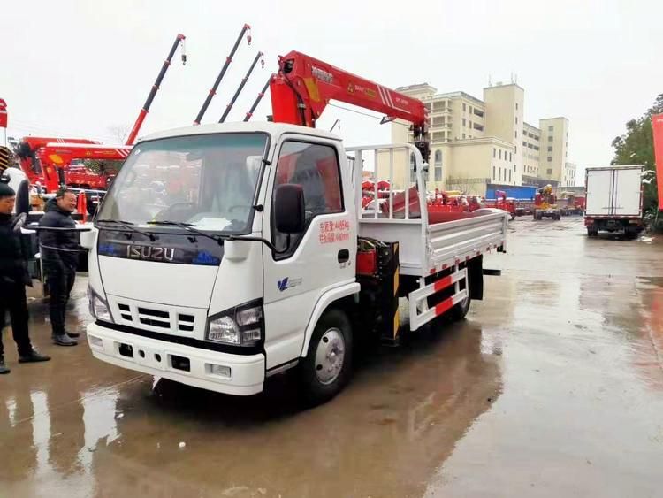 Isuzu/HOWO/JAC 2tons 3tons 4X2 Construction Equipment Straight Boom Crane Truck Crane with Water Tank with Rig with Drill Pipe