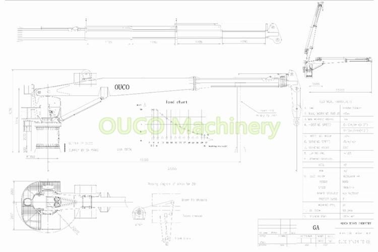 Ouco Custom 3t40m Marine Crane, Hydraulic Telescopic Boom Series