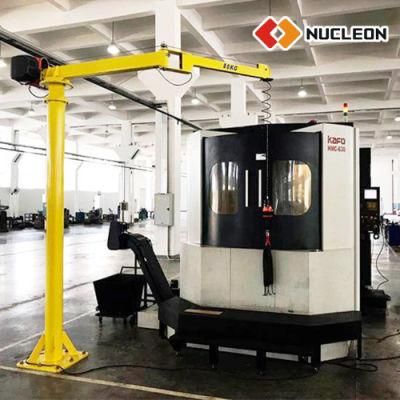 Nucleon Flexible Stand Knuckle Jib Crane with Articulated Beam for Parts Machining on Work Platform