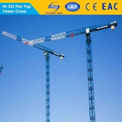 Topless Construction Building 8t Flattop Tower Crane with Jib 55m