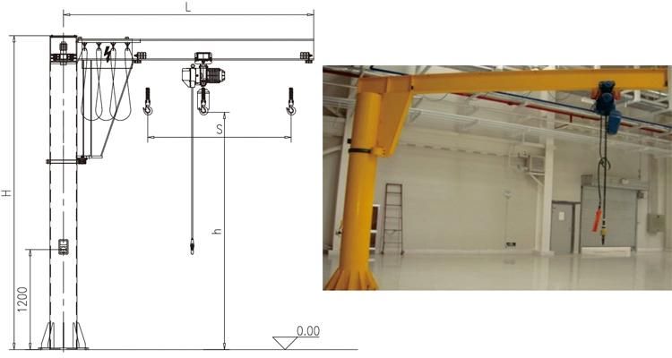 Pillar Columu Mounted 3t 5t 10t 360 Degree Rotation Jib Crane with Electric Hoist Chain Hoist