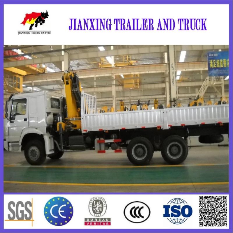 China Best Brand Official Mobile Self Loading Flatbed Truck with 10 20 Ton Knuckle Boom Crane