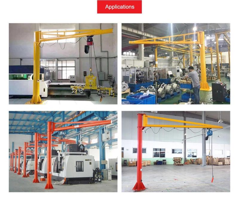 Pillar Column Mounted 300 Degree Light Duty Arm Slewing Jib Crane 0.5 T with Cable Hoist
