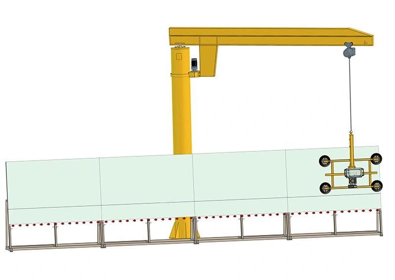 Jib Crane Type Vacuum Glass Lifter with Telescope Handle