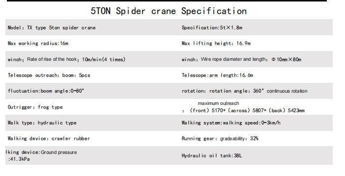 Cheap High Quality Spider Crawler Crane 1 Ton 3 Ton 5ton 8ton 10ton 12ton Spider Crane Manufacture