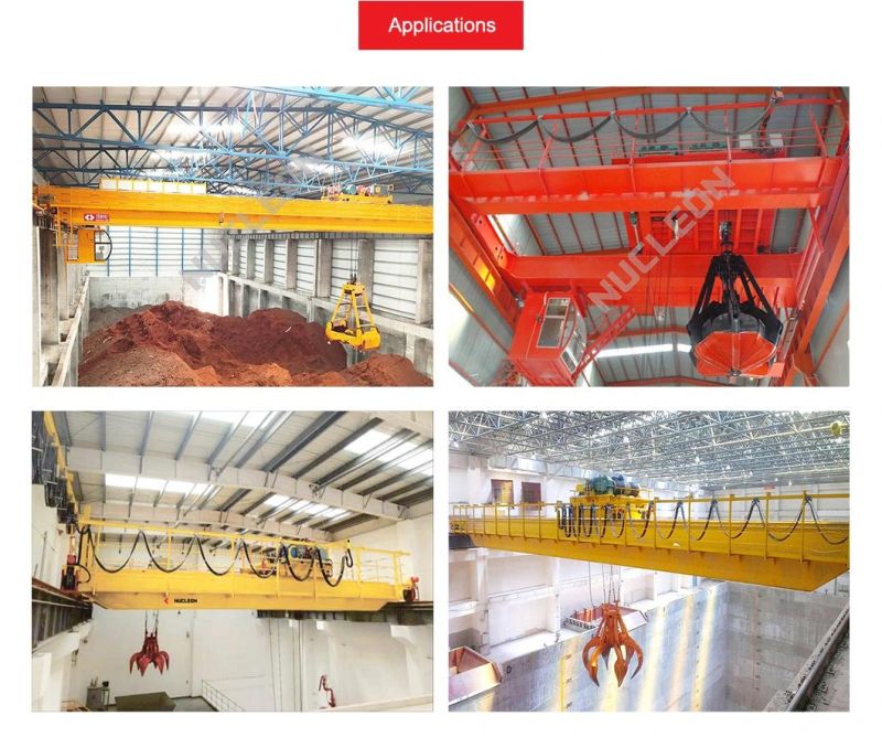 5 - 20 Ton Double Girder Eot Overhead Travelling Crane with Orange Peel Grab, Grapple Bucket for Refuse Biomass Waste Scrap Bulk Material Handling