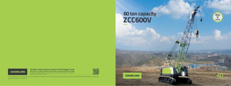 Zoomlion Zcc600V New Product 60 T Crawler Crane with Lattice Boom