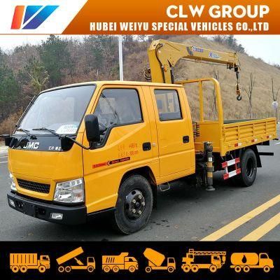 Jmc/JAC/Isuzu Double Cabin Telescopic Boom Construction Machine 2ton Truck Mounted Crane 3.2ton Truck with Crane