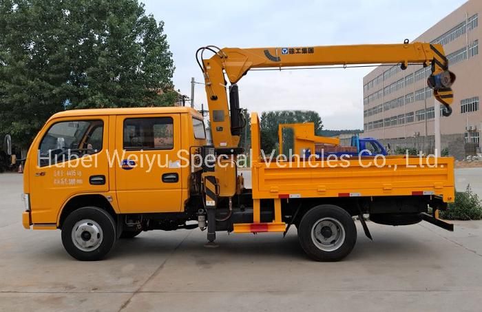 China Dongfeng 2t Construction Straight Telescopic 3-Arms Boom Truck Mounted with Crane