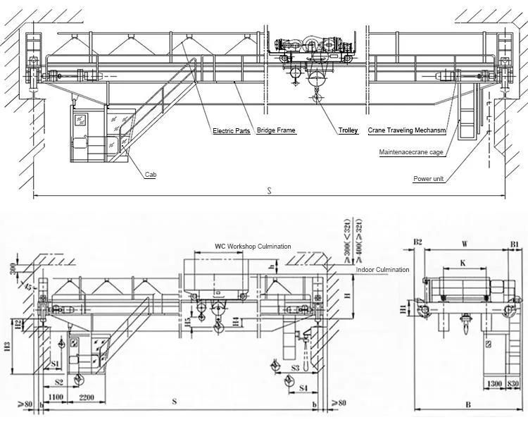 50/10ton Double Girder Cabin Control Electric Overhead Traveling Casting Crane