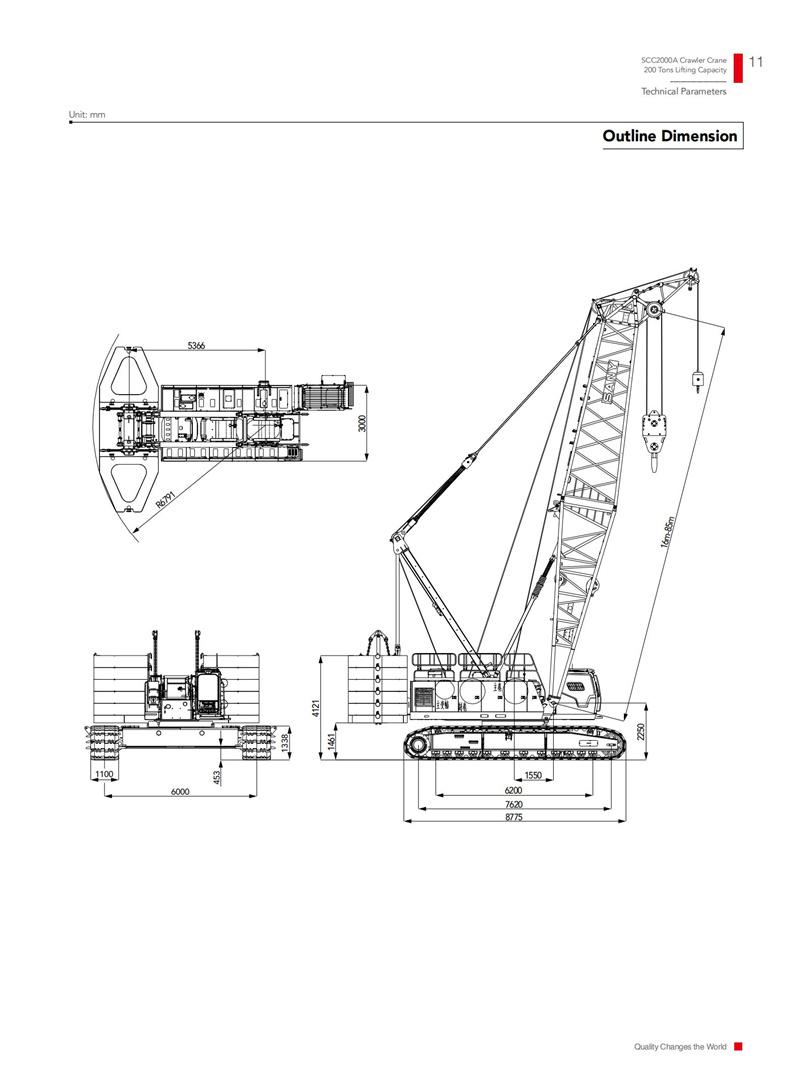 Lifting Machinery New 200ton Crawler Crane Scc2000A Price to Indonesia