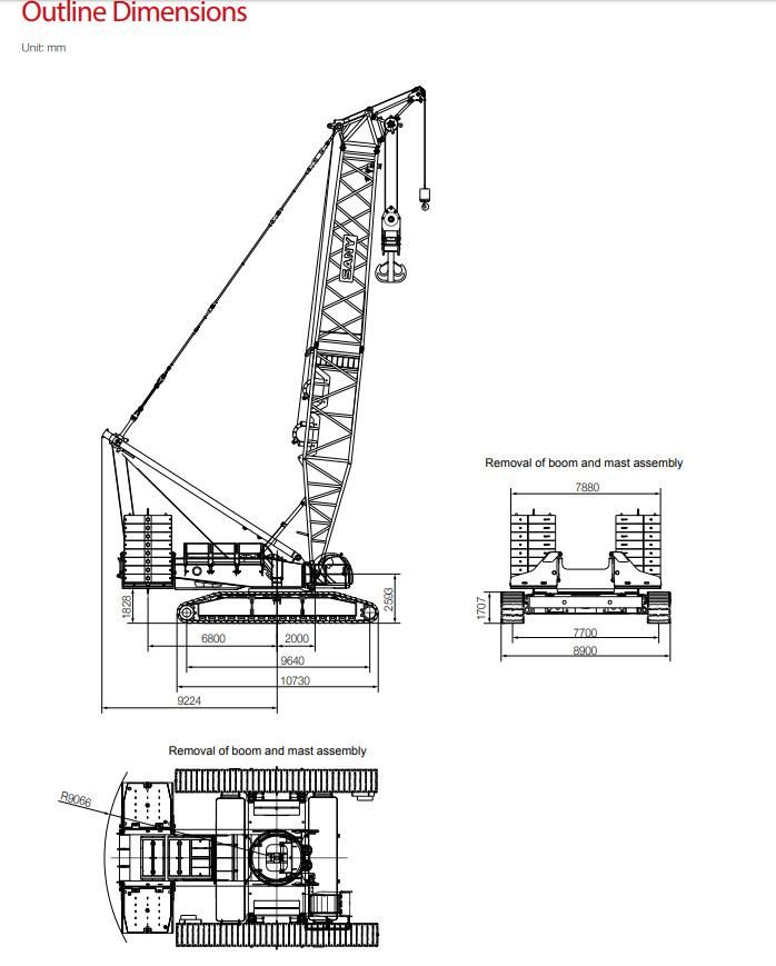 Hoisting Equipment 500t Crawler Crane Scc5000A Crawler Crane 500 Ton Crawler Crane