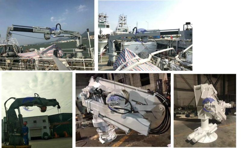 Ship Used Deck Crane, Telescope Boom Hydraulic Marine Crane