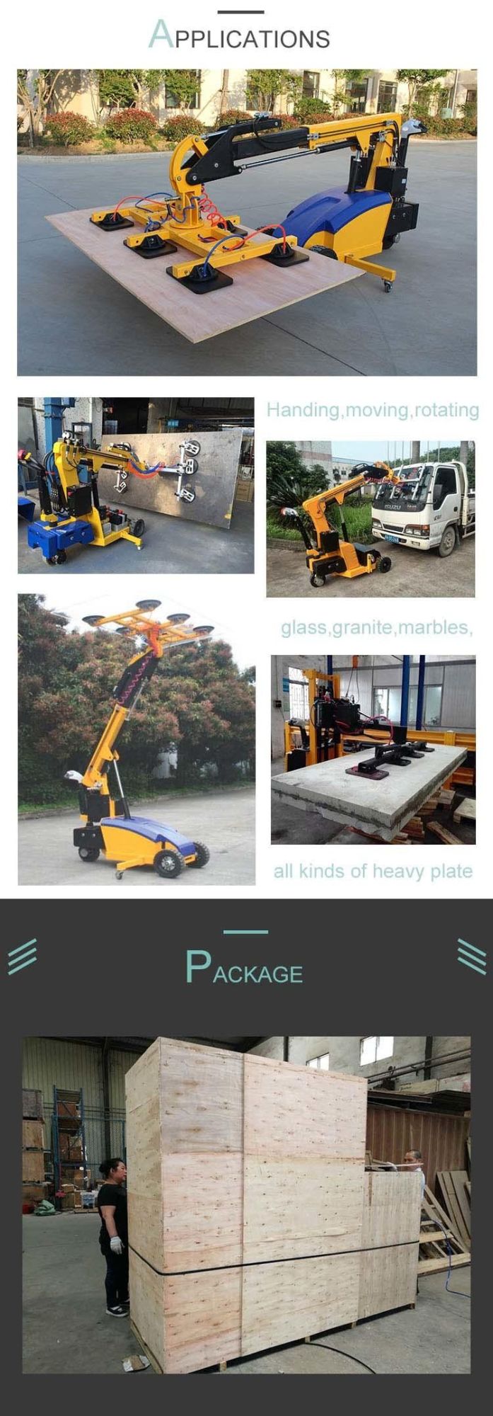 Suction Cups Used Strong Structure Electric Vacuum Glass Lifter for Marble Granite