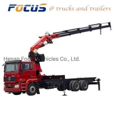 Low Cost of Shacman 6X4 Heavy Hydraulic Truck Crane Manufacturer in China with 4 Support Leg