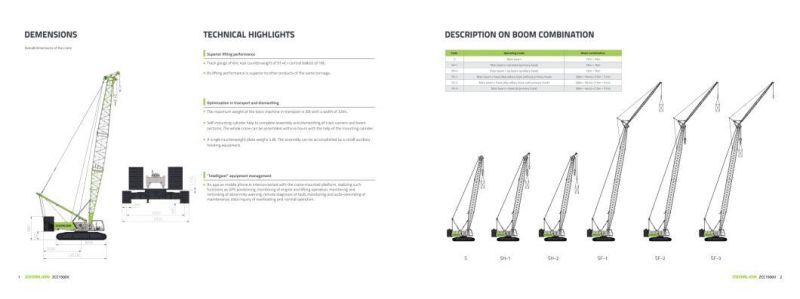 Zoomlion Zcc1500V New Product 150 T Crawler Crane with Lattice Boom