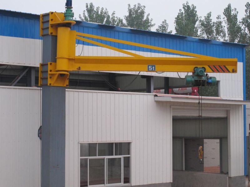 Portable Floor Mounted Jib Crane with Electric Rotation Motor and Mobile Hoist