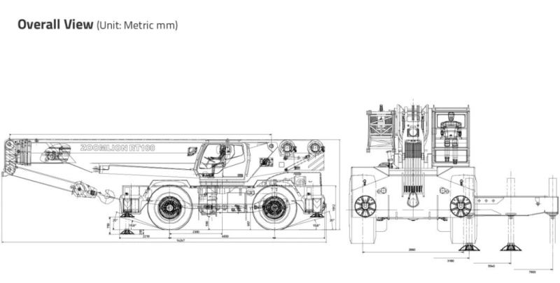 Zoomlion 100ton Rough Terrain Crane Rt100 with Import Engine
